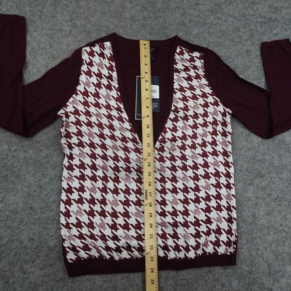 Tommy Hilfiger Sweater Womens Medium Cardigan Houndstooth Luxury Wool C - Picture 3 of 13